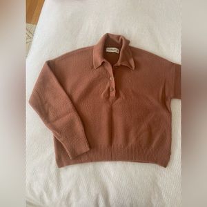 Abercrombie polo button cropped sweater